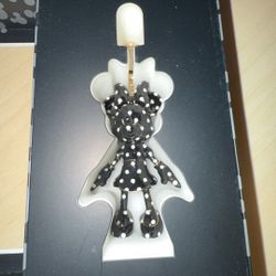 NWT Disney x Baublebar Black & White Polka Dot Minnie Mouse Keychain/Bag Charm