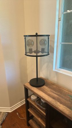 Black Table Lamp With Amber Lighting