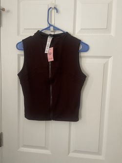 Shape Chocolate Sculpt Active High Neck Zip Front Top