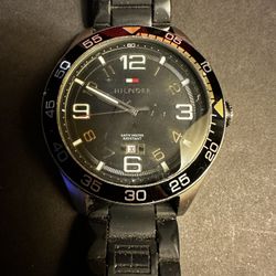 Tommy Hilfiger Black and Silver Watch
