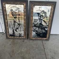 Vintage 1970 Flamenco Spanish Dancers Mirror Prints 