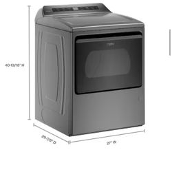 Whirlpool - 7.4 Cu. Ft. Stackable Gas Dr yer with Wrinkle Shield - Chrome Shado