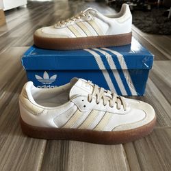 Women's Adidas Sambae OG Sneakers Shoes - White Beige Gum - Size 8.5, 9