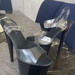 Womens clear black high heel size 10 pleaser paid $90