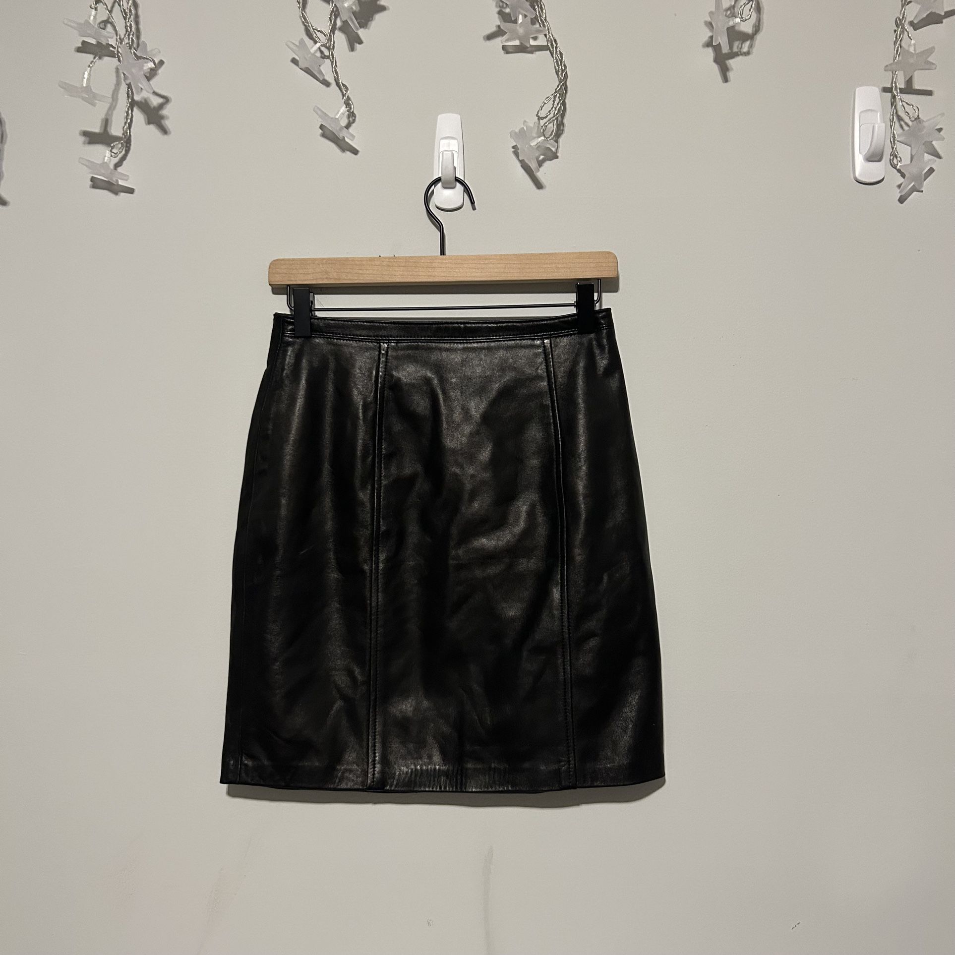 Ann Taylor Leather Black Mini Skirt
