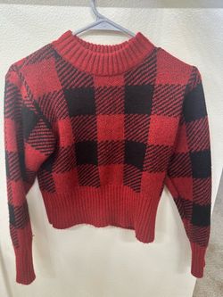 Red and Black Plaid Sweater