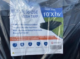 10ft x 16ft Multi-Purpose Black Mesh Tarp / Malla Sombra