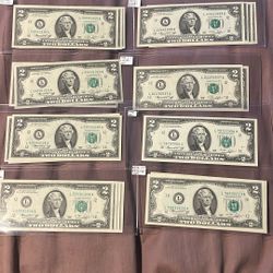 1976 Two Dollar Bills Numerical Order Uncirculated 28 Bills In All