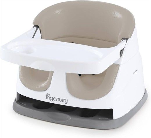 2-in-1 Booster Feeding and Floor Seat with Self-Storing Tray - Cashmere