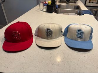 San Diego Padres New Era Hat Lot - 3 Caps Red Cream Blue