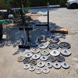 Olympic Weight Set Bench Bars Read Description