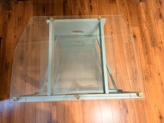 Glass Top Desk with Metal Frame