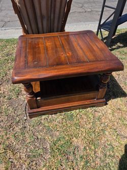 Wood End Table with Lower Shelf