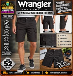 Wrangler Authentics Men’s Cargo Shorts – Size 52 – Black