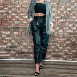 H&M High Waisted Leather Pants