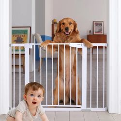 New 30" - 46" Auto Close Baby Gate for Stairs Easy Pressure Mounted Dog Gate Walk Thru Wide Safety Pet Gates for Dogs Pets