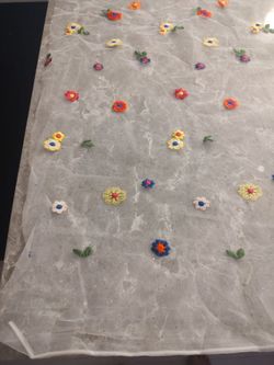 Sheer Cloth with Pretty Flowers Sewn in 30inches width X 9.5 ft Long