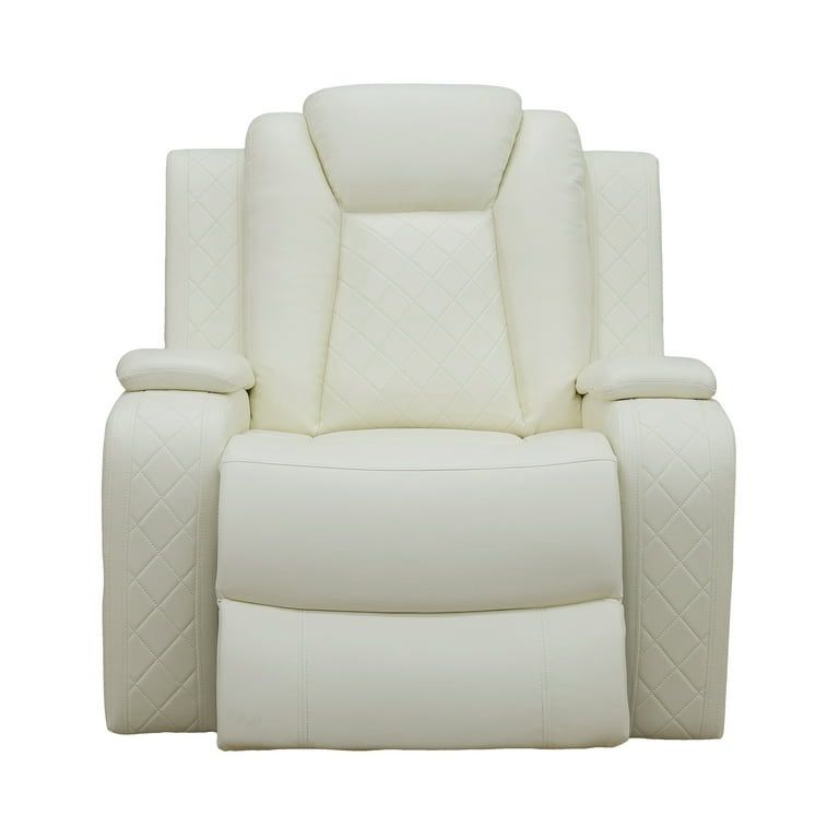 Power Recliner Sofa Chair W/ Storage and USB for Living Room,Leather, White