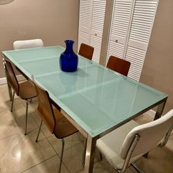 Modern Glass Dining Table With Chairs Included 