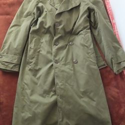 US Military Overcoat OG 107 Trench Coat Parka Wool Liner Korean War M Long 1953