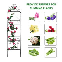 4 Pack Metal Garden Trellis 86.7" x 19.7" Rustproof Trellis for Climbing Plants Outdoor Flower Support Black
