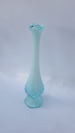 Vintage hobbinil glass vase teal approx. 12" tall