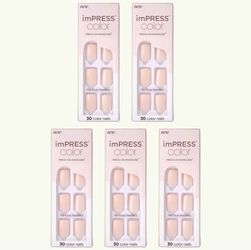 5 Of Kiss imPRESS Color Short Press-On Manicure Nails - Point Pink 001