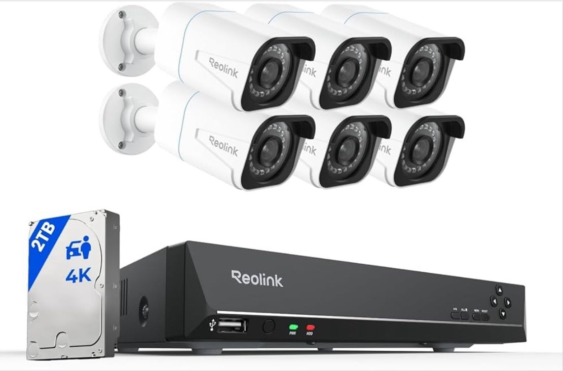 REOLINK 8CH 4K Security Camera System, 6pcs