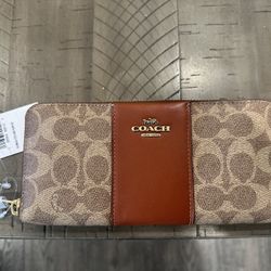 Coach Essential Slim Accordance Canvas Zip Around Wallet    