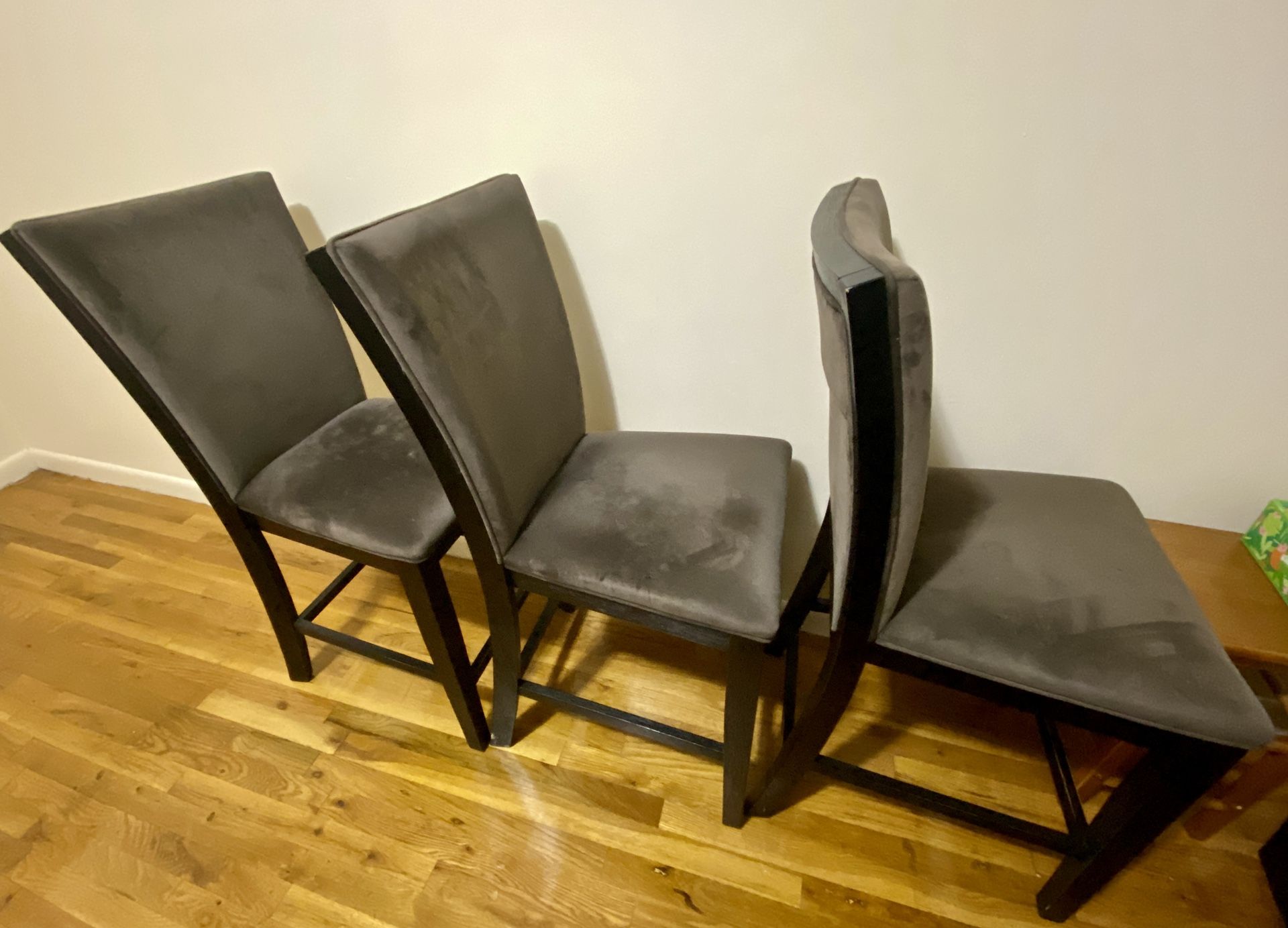 3 Cosmopolitan Espresso & Gunmetal Solid Back Counter Height Stools