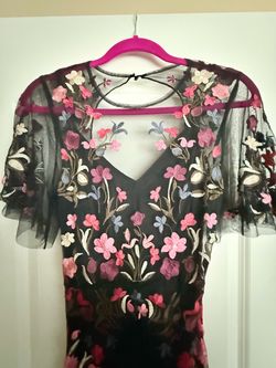 By Anthropologie Floral Embroidered Mesh Maxi Dress Size 0