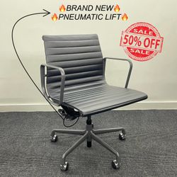 🔥100% AUTHENTIC🔥BRAND NEW HERMAN MILLER EAMES ALUMINUM GROUP MANAGEMENT CHAIR! PNEUMATIC LIFT! MANY AVAILABLE! 🔥BLACK LEATHER🔥