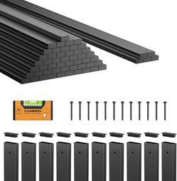 55 Pcs 26" Rectangular Deck Balusters, Straight Spindles Railing Kit Level with Scale, Pre-Installed Plugs, 110 Screws, Rustproof Finish, 2000 LBS Cap