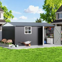 Polar Aurora 14 ft. X 10 D Outdoor Metal Storage Shed