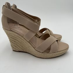 CHARLES by Charles David Lotto Women's Strappy Beige Wedge Sandals Size 8.5