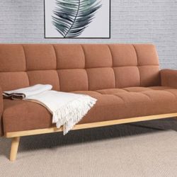 Terracotta Fabric Futon Sofa 