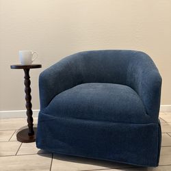 Blue Swivel Barrel Chair