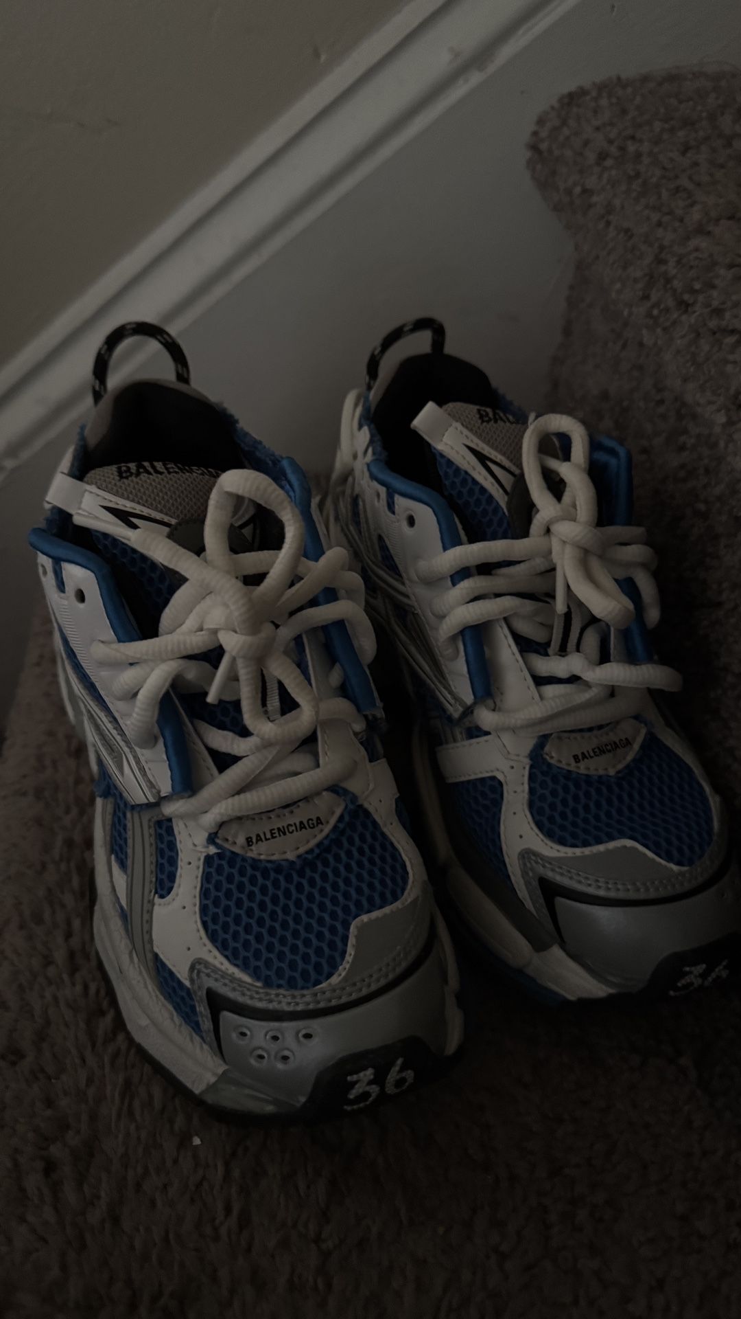 Blue And White Balenciaga Track Runners