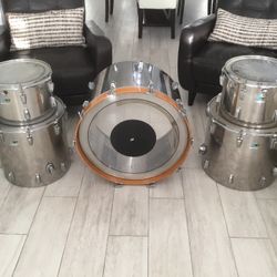1970’S LUDWIG 5 PIECE STAINLESS STEEL DRUM SET!