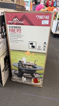 Master Forge Rancher 47in Round Steel Wood Burning Fire Pit Grill