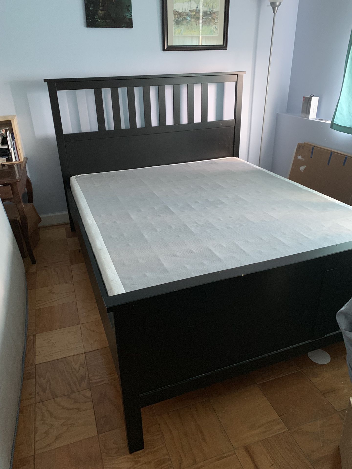 Queen size bed frame with spring box