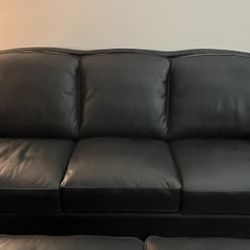 Leather Couch & Love Seat -2 Ottomans