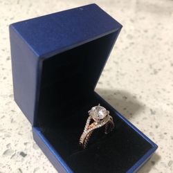 New 925 Silver Marked Solitaire Ring 2 Color( Gold Silver)  Women’s SZ. 7