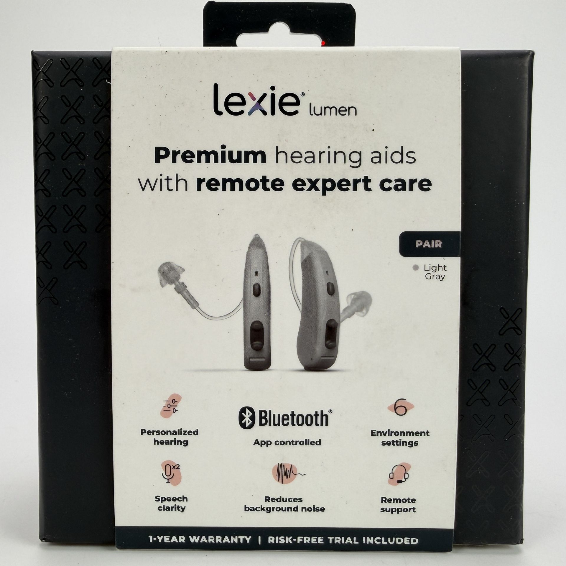 Lexie Lumen Hearing Aids Behind the Ear (BTE) Gray Remote Export Care Bluetooth