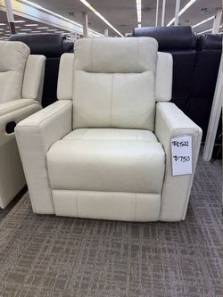 Cream Leather Power Recliner - Cream | Reclining Chair | Lounge Chair
