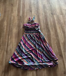 Multicolor Striped Halter Maxi Dress