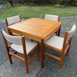 Mid Century Modern Danish Teakwood Expansion Table with Chairs