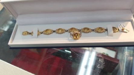 Golden topaz bracelet and ring