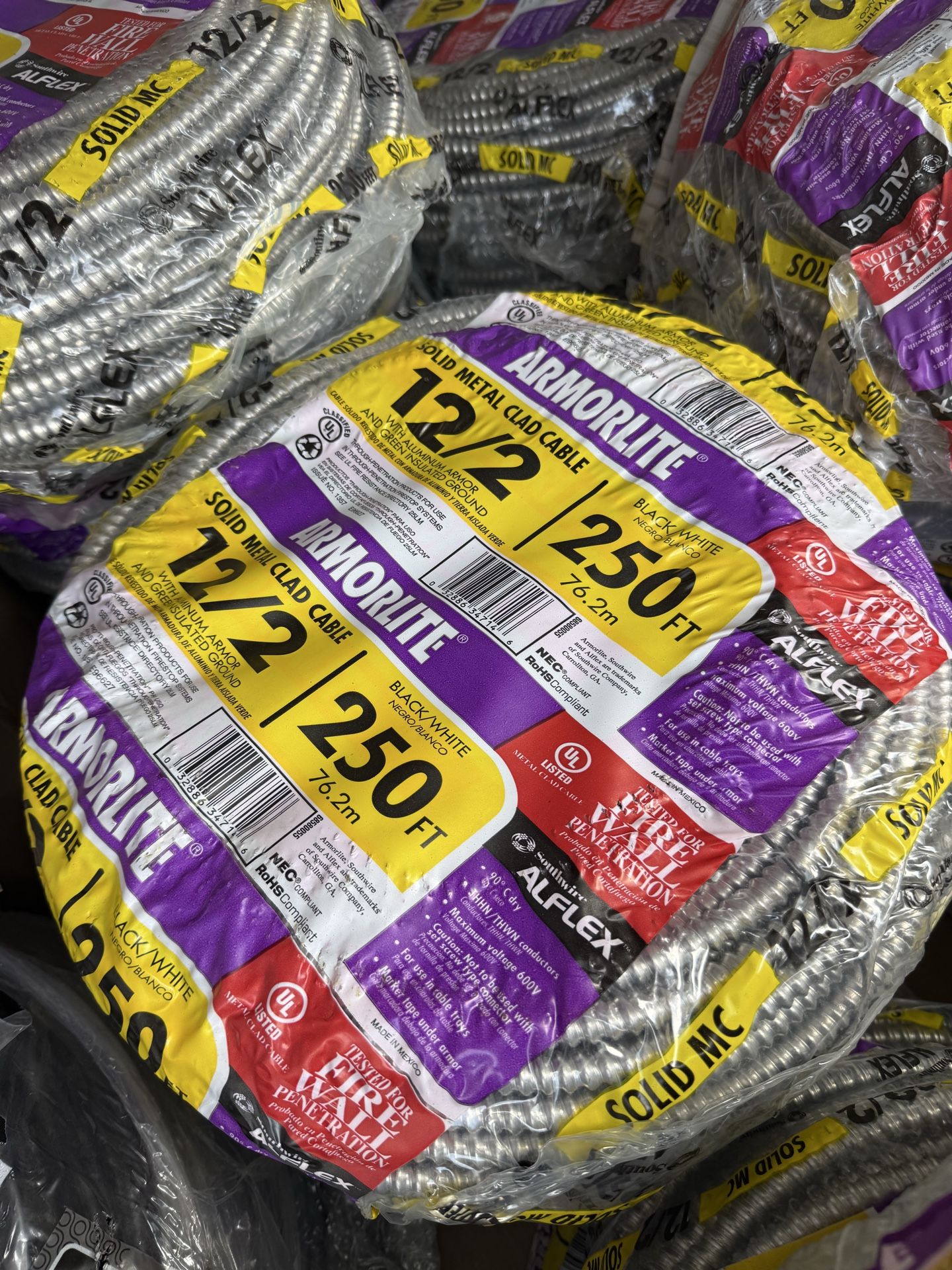 Solid Metal Clad Cable 12/2 250โ MC