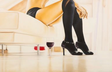 Large Femme Fatale Realist Oil Canvas Art Painting